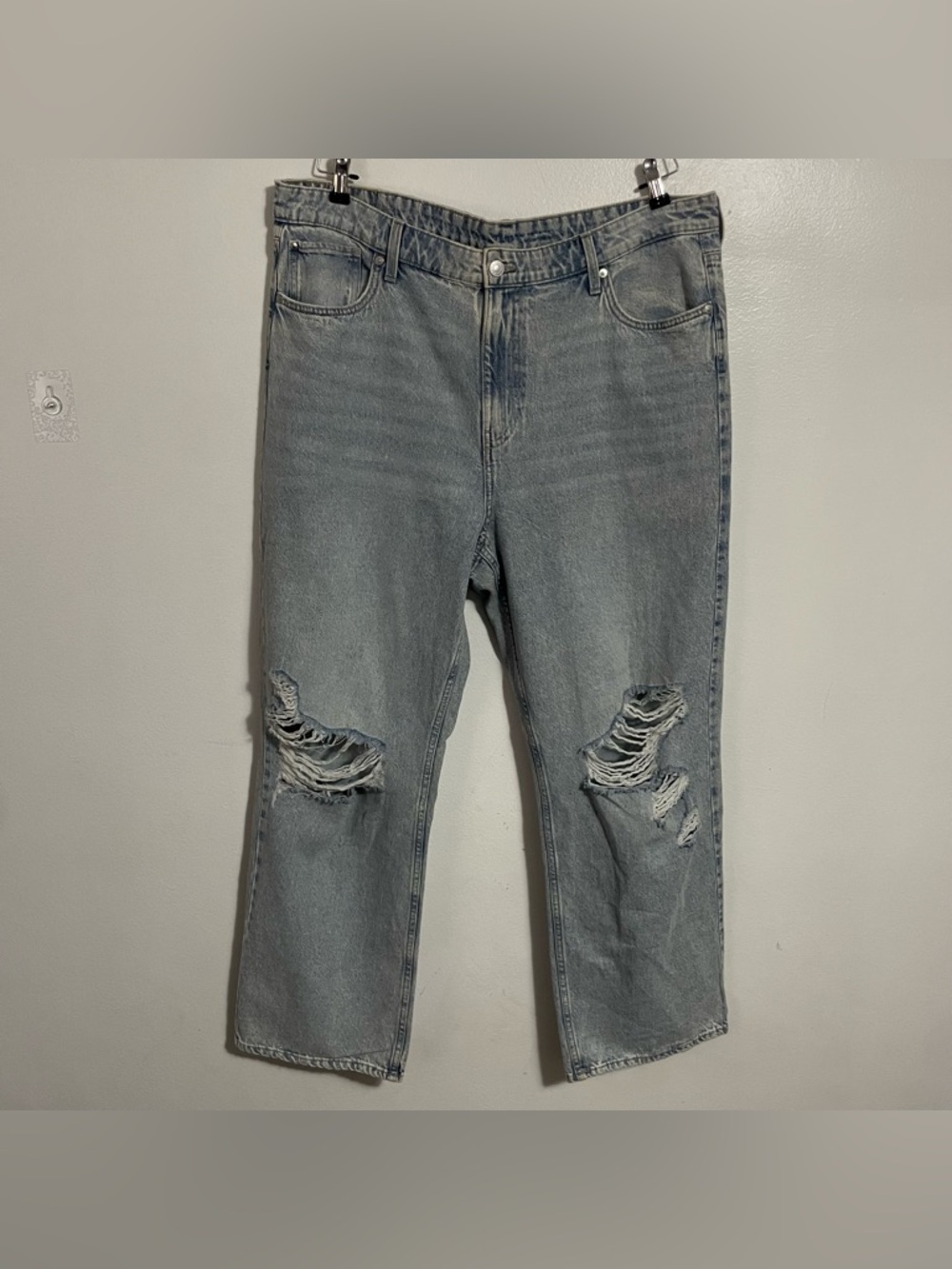 &Denim Loose Straight Distressed Jeans